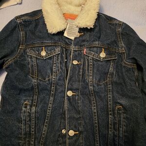 Levi's Kids Dark Blue Jean Jacket with WHITE Collar